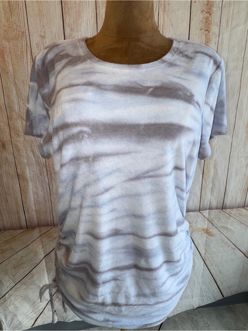 PINK Victoria's Secret Blue & Gray Tie-Dye Side-Ruched Terry clothSwim Cover-Up - Picture 3 of 9